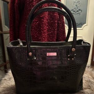Kate Spade Black Croc-Embossed Tote